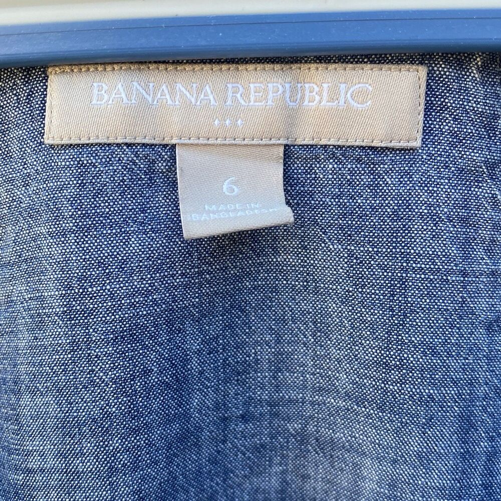 Banana Republic Dress Chambray Blue Fit and Flare Cotton Minimal Women's Size 6 - Picture 2 of 11